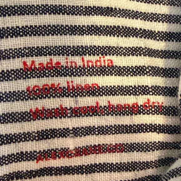 Alex Crane Men's Ola Linen Stripped Short-Sleeve Button-Down Shirt Blue/White XL - Picture 12 of 13
